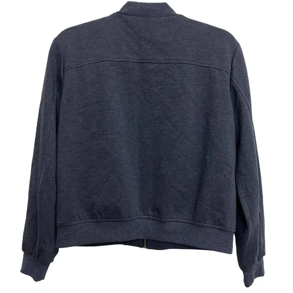 Loft Women's Small Gray Bomber Jacket Full‎ Zip Up Pockets Lined Dark Academia